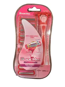 Blade Max Women’s Razor with 10 Refill Cartridges – Triple Blade Disposable Shaver with Pivoting Head & Aloe Vera Lubricating Strip