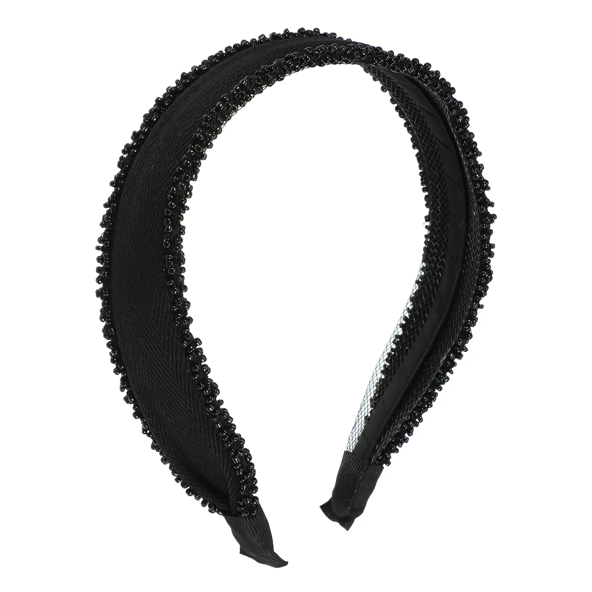Unique Bargains 1 Pc Beaded Headbands, Hairband for Women, Black, 1.18 Inch Wide
