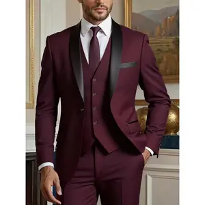 Men'S 3pcs Suit Set, Holiday Gift, Business, Halloween,  Large Suit, Formal Tie, Suit Pants, Wedding Dress, Vest, Work Uniform