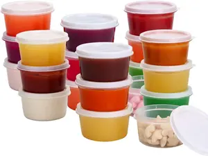 20 Pack Mini Plastic Storage Containers with Lids – 2oz Reusable Small Jars for Baby Food, Snacks, Sauces, Candy, Freezer & Dishwasher Safe