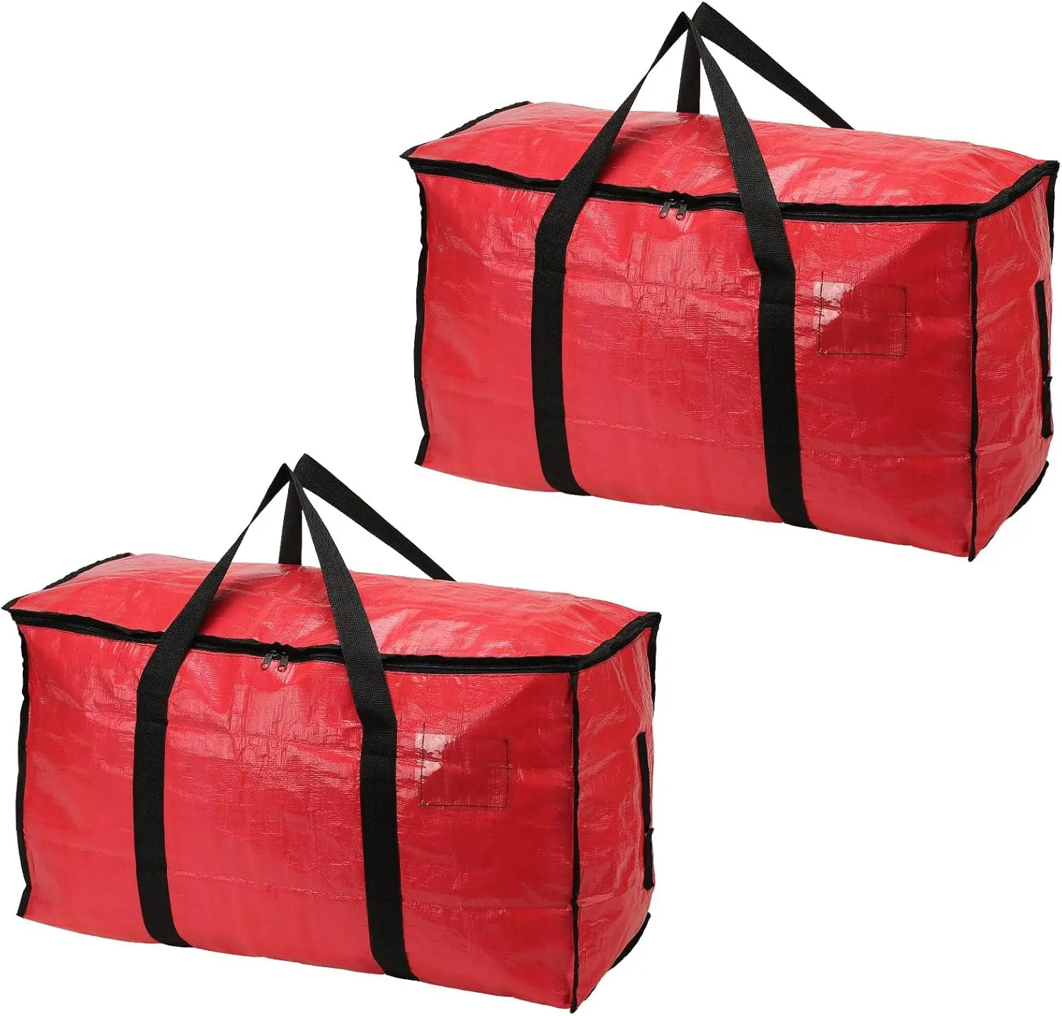 2 Large Foldable Heavy-Duty Transparent Waterproof Storage Bags - 27x11.4x15in, Reinforced Zippers & Handles, Ideal for Family Camping Clothes/Bedding Packing