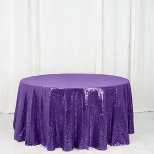 Sequin Round Tablecloth 120" Purple - Seamless Table Cover