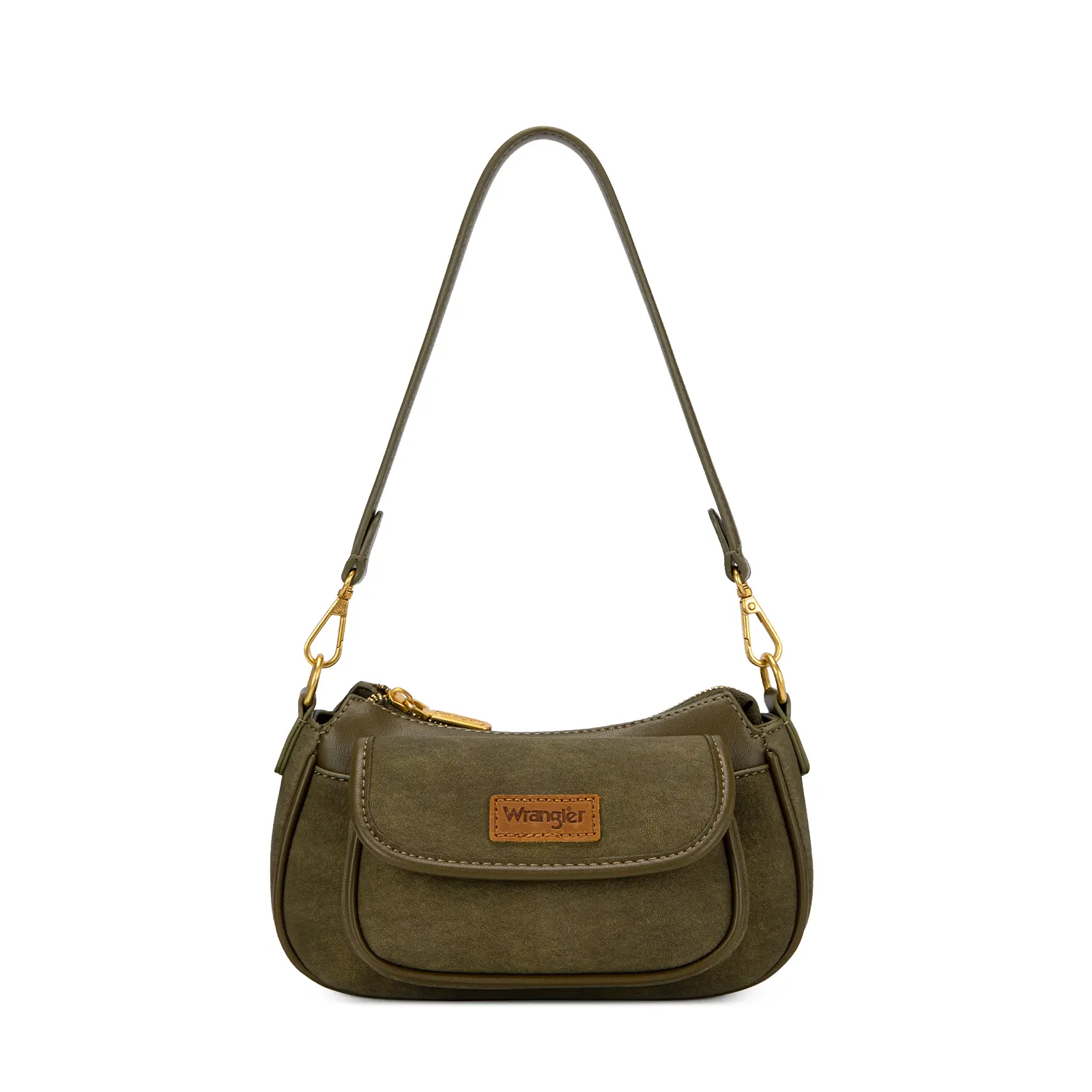 Wrangler Western Small Baguette Bag Mini Crossbody for Women with 2 Removable Straps and Front Back Small Pockets