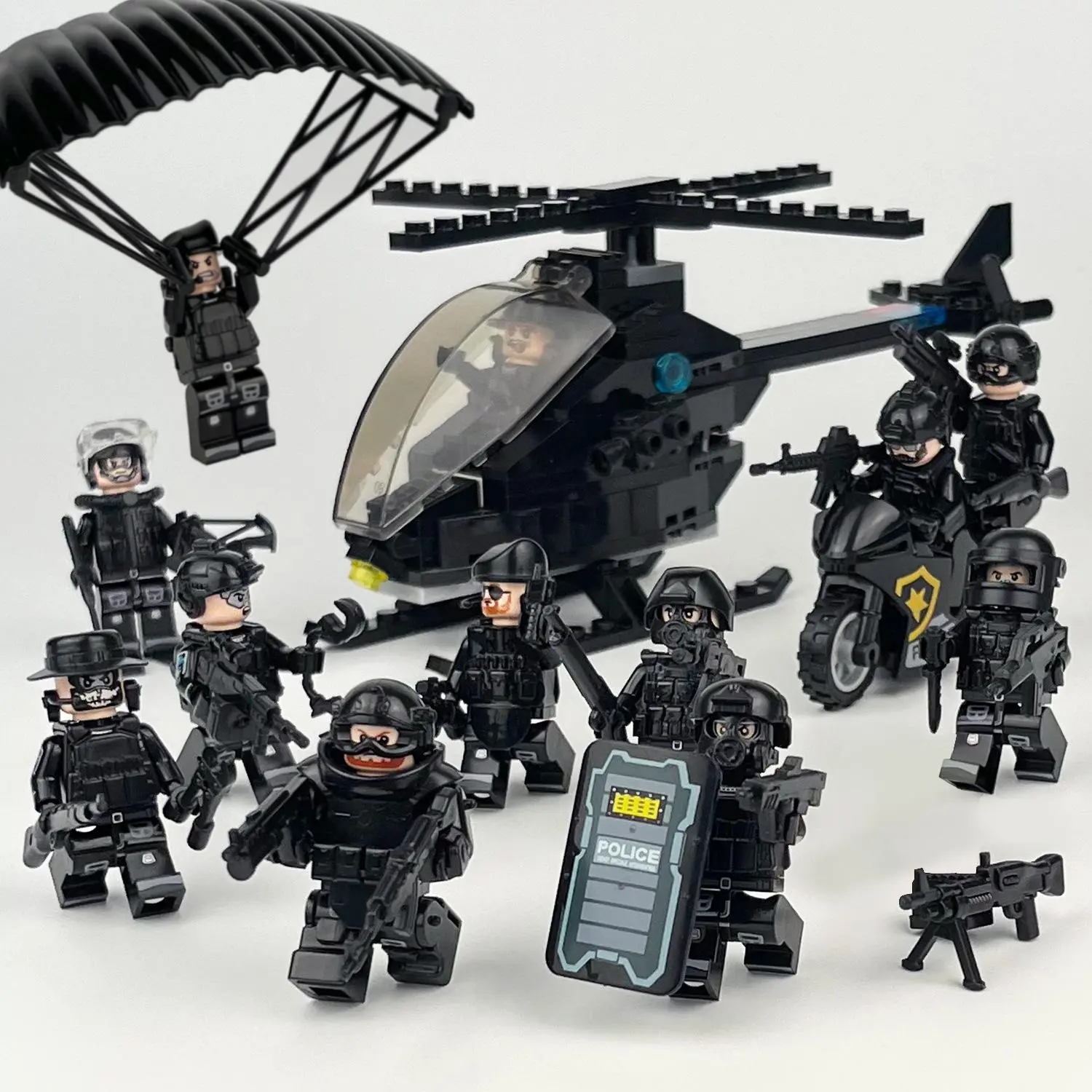 Shield ghost swat humanoid dolls, building blocks, digital action figures assembled toys reptile children's educational toys