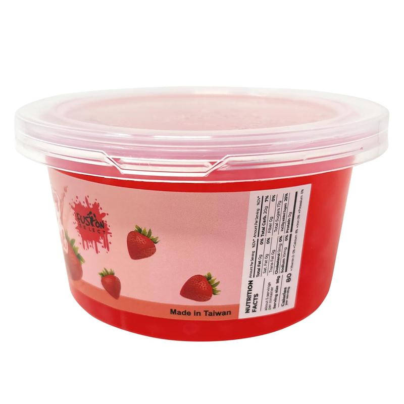 Fusion Select Strawberry Popping Boba Pearl Juice 490g Bursting Fruity Flavor Soft Juicy Texture Low Calorie Dessert Toppings for Bubble Tea & Drinks