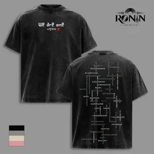EXhorizon We Are One Vintage Washed Graphic T-Shirt, ERI Kpop Group Song List Tee, Double Printed Oversized Heavyweight Cotton Fan Shirt
