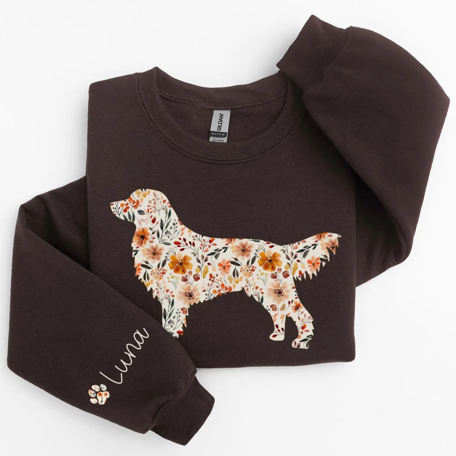 Golden Retriever Sweatshirt, Personalized Dog Name Crewneck, Message Shop to Customize, Custom Dog Graphic Sweatshirt, Dog Lover Gift, Personalized Pet Gift