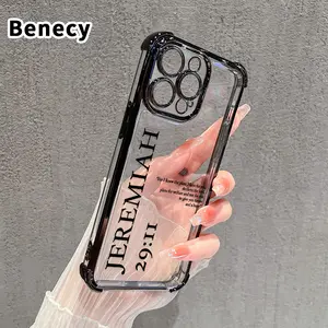 Four Corner Anti-Fall Jeremiah Promise Pattern Phone Case for iPhone 16 Pro Max 15 Plus 14 13 12 11 E Shockproof Transparent Electroplated Protective Cover