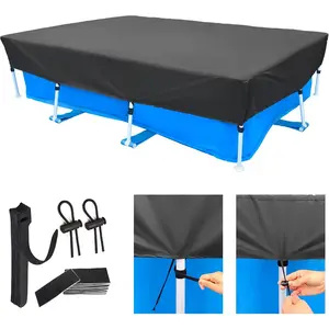 87in X 59in Rectangular Pool Cover 7 x 4 Frame Rectangle Swimming Pool Cover for 7.3 ft x 4.9 ft Above Ground Pool Frame Dust Proof Rain Proof Garden Outdoor Square Pools Cover