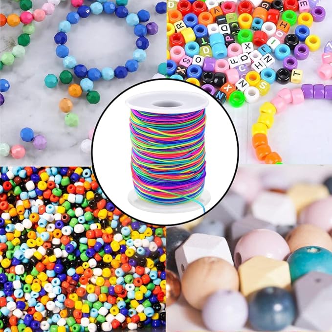 1mm Stretchy Bracelet String Strong Rainbow Elastic Cord for Jewelry Making Beading Necklaces & DIY Crafts Durable Elastic Thread for Handmade Accessories