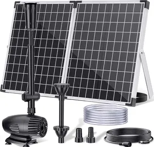 POPOSOAP 55W Solar Fountain Pump for Outdoor Pond, 480GPH Solar Pond Pump with Dry-Run Protection, Solar Powered Water Pump with PVC Tubing, 17Ft Cord for Ponds, Garden, Waterfall, Hydroponics