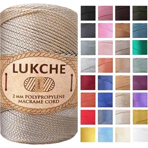 Polyester Macrame Cord 2mm x 251 Yards, 100% Polypropylene Premium Macrame Rope, Colorful Yarn Crochet Macrame Bag Craft for Wall Hangers, Bags, Bottom Plates, Carpets (Latte) 1, 2MM-MCRM