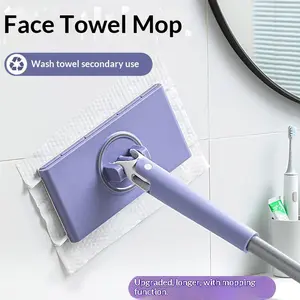Kitchen Oil Stain Remover Face Towel Mop Lazy Person Facial Towel Home Cloth Dust Cleaning No Dirty Hands Handheld Mop Flip Down Mop
