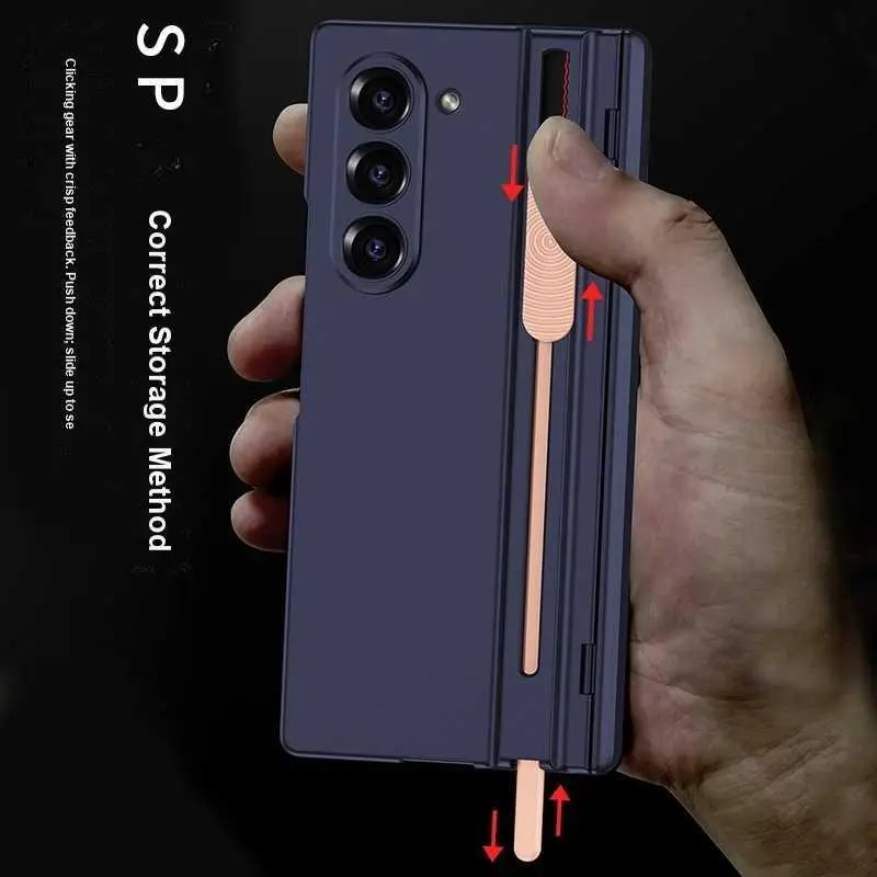 For Samsung Galaxy Z Fold6 Foldable Phone Case Magnetic Foldable Hinge Adjustable Positions Integrated Pen Slot Shockproof Hard Shell HNQ03PL