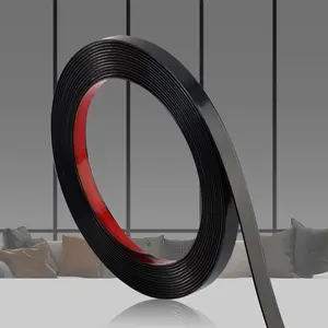 Glossy Black Peel and Stick PVC Molding Trim, Flexible DIY Wall Accent Strip for Mirror Frame, Cabinet, Edges & Borders and Tiles (197"L x 0.4"W)
