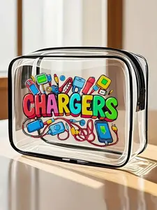 All My Chargers Travel Organizer, Travel Organization Pouch, Makeup Organizer Pouch, Travel Accessories, Transparent Toiletry Bag, Travel Essentials, Portable Travel Cosmetic Bag with Zipper, Waterproof Storage Bag, Cable and USB Storage Bag