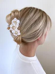Hand-painted Narcissus Flower Claw Hair Clip | December Birth Flower