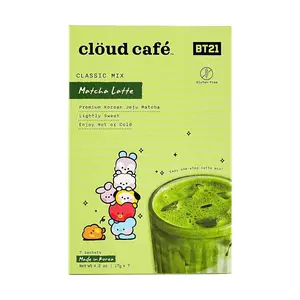 CLOUDCAFE BT21 x Matcha Latte Powder Sticks - Korean Green Tea Drink Mix, 7 Sachets per Box, Instant & Portable