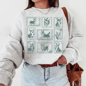 Vintage Stamp Corgi Sweatshirt, Welsh Corgi Dog Mom Crewneck, Retro Pet Lover Gift for New Dog Owner