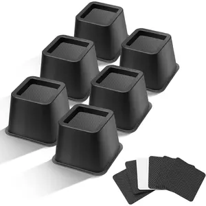 Bed Riser/Furniture Lift Bed/Bed risers/Furniture Lifter/Table risers/Frame Risers Create Bed for Furniture Adjustment (Black 6 Pack, 3 Inch)