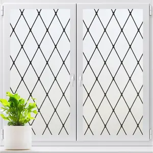 Diamond-grid Pattern Privacy Window Film, 1 Count Frosted Static Cling Glass Door Cover, Decorative Sticker for Home and Office, Ornaments, Window Privacy Films