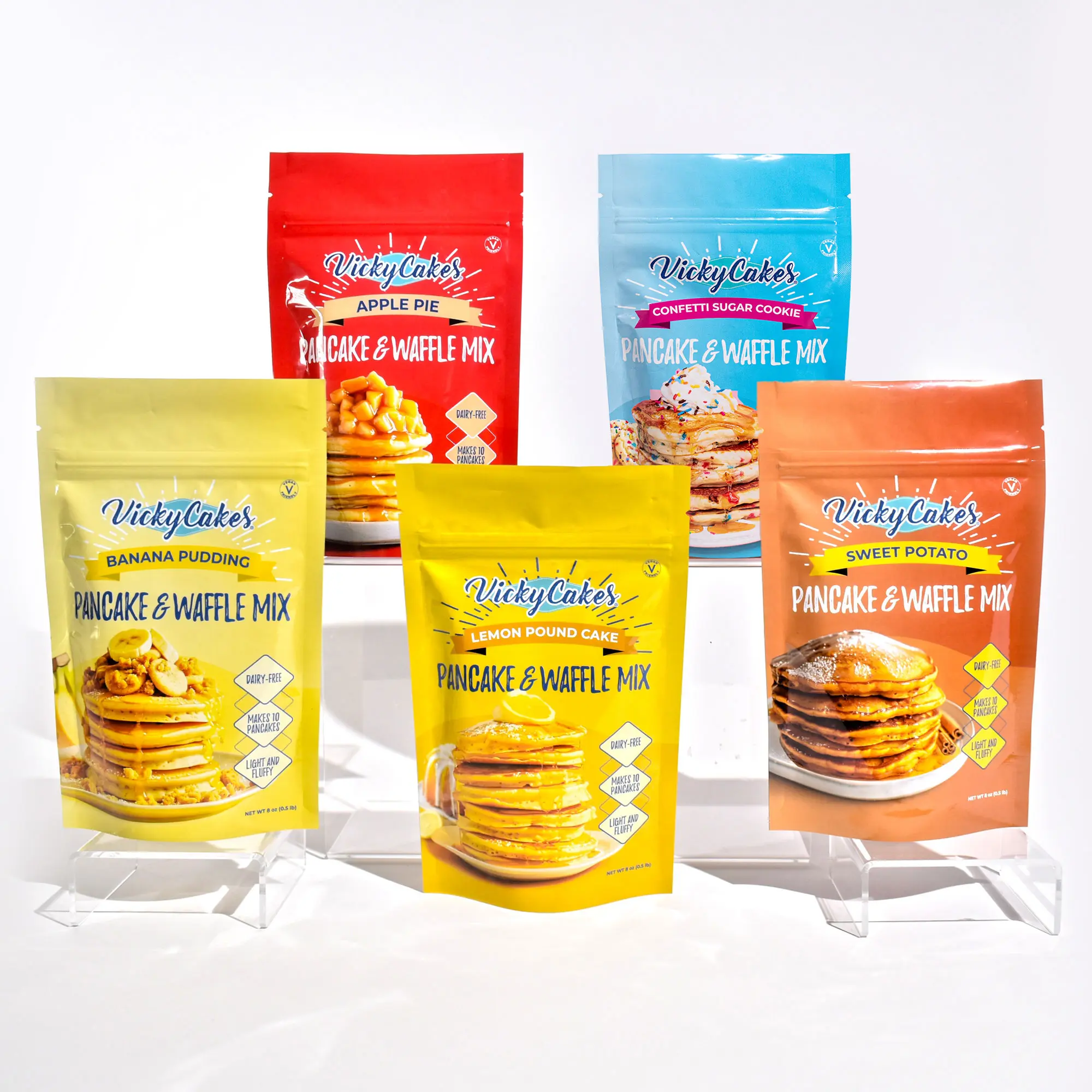 5 Pack Dessert Flavors Pancake Mix Bundle (Lemon Pound Cake, Banana Pudding, Confetti Sugar Cookie, Apple Pie, Sweet Potato)