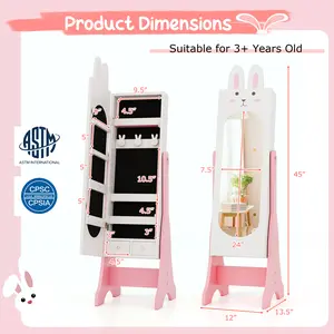 COSTWAY - Kids Room Furniture Set with Princess Vanity Table and Chair-White