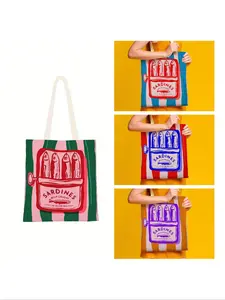Funny Couple Sardine Tote Bag, Slouchy Tote, Travel Tote Bag, Portable Foldable Large Capacity Canvas Bag, Lightweight Tote Bag, Student Tutoring Bag, Shopping Bag, Fashionable Tote Bag, Holiday Gift