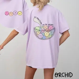 Mental Health Comfort Colors T-Shirt Feel all the Feels Counselor Teacher ADHD Anxious Mental Health Awareness Emotions Feelings Cereal Tee MXZ