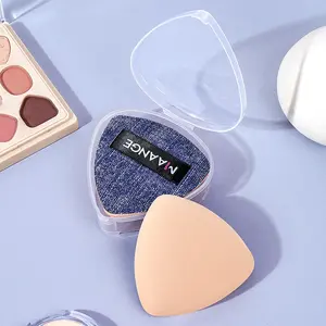 MAANGE 1pc Powder Puff for Face Powder, Triangle Powder Puff for Loose and Cosmetic Foundation, Makeup Puff for Contouring, Beauty Puff, Travel Makeup Tools, Makeup Accessories Gifts for Friends (Blue)