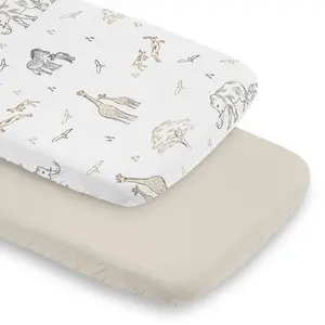 Sweet Jojo Designs Jungle Safari Animals Boy Girl Unisex/Gender Neutral Baby Bassinet Sheets Fitted Sheet Set Infant Newborn Nursery Oval Rectangle Hourglass Mattress 2p Tan Animal Adventure Elephant
