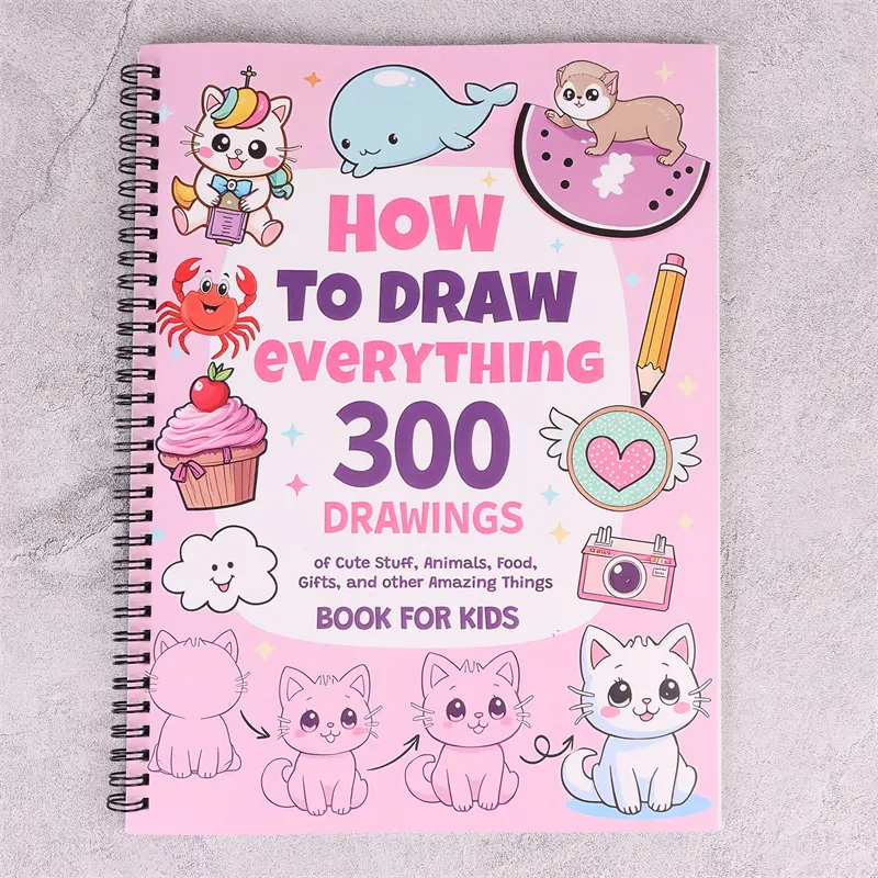 How to Draw Anything for Painting Enthusiasts, 300 Cute Step-By-Step Simple Diagrams, Adorable Animals, Food, Gifts, and More, Drawing Book