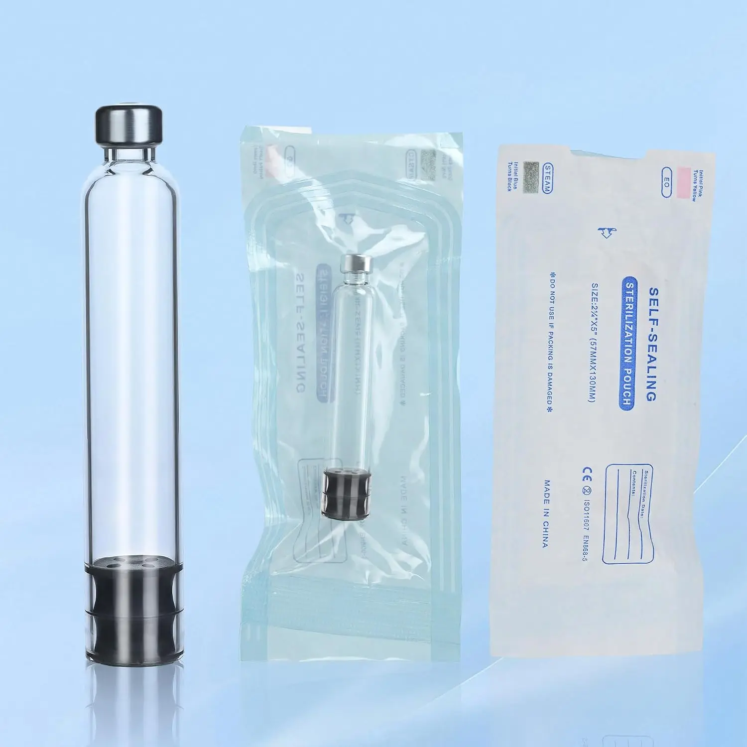 3ml Pen Cartridges for Peptide Pen and V1 V2 Pens, 10 Pack 3cc Empty Glass Cartridge with 11mm Long Stopper, Sterilized & Individually Wrapped