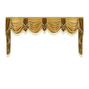 Luxurious European Curtain Set, 2pcs Curtains & 1pc Headpiece, Elegant Fringe Decor, Living Room Bedroom High-End Finished Curtains, Tassel Decor Curtain, Home Decoration Curtain