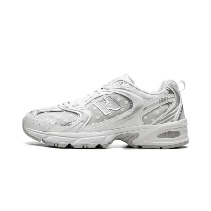 New Balance 530 'White Silver Metallic Polka Dots' Men's Unisex Sporty Chic Sneakers - Athletic Running Shoe, Casual Running Shoes for Gym, Walking, Everyday Wear Sports Footwear
