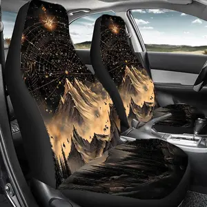 Mountain & Starry Sky Universe Print Car Seat Cover, Durable Polyester Car Seat Protector, Universal Car Interior Accessories for Front & Rear Seats