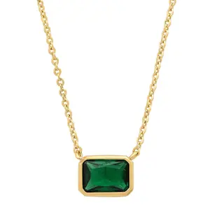 East West Gemstone Bezel Necklace