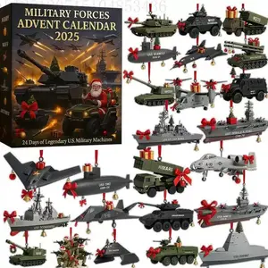 Year Airplane Christmas Blind Box, 24 Mini Fighter Jets & Tanks Models, Daily Collectible Aviation Gift, Acrylic Display Case, No Power Needed