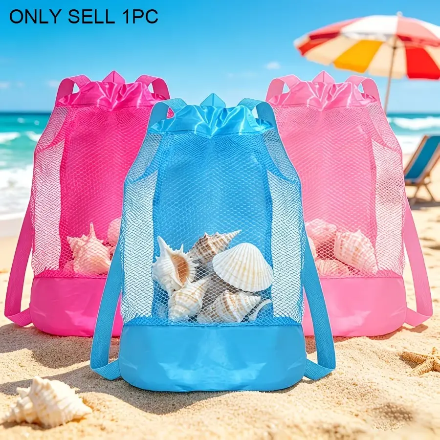 Beach Storage Backpack, Mesh Travel Sand Toys Backpack for Sandbox Buckets, Beach Vacation Essentials, Shell Collecting Bag Shelling Tools, Fitness and Exercise Use