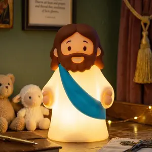 【Limited Time Deal】Jesus Night Light Rechargeable Bedside Night Light Dimmable Silicone LED Light Ideal for Religious Gatherings, Gifts for Sunday School,  Christmas, Baptism Presents, Easter Egg Decorations (Blue)