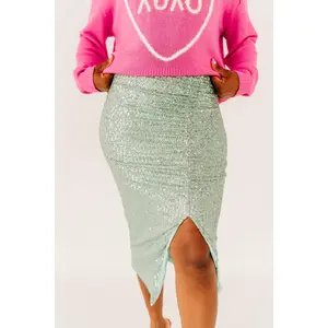 THE MALIBU BARBIE SEQUIN SKIRT IN AQUA