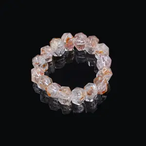 Rare Golden Healer Quartz with Herkimer Diamond: Heal & Ascend Manifestation Power Bracelet