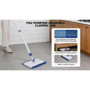 Extendable baseboard cleaner tool with long handle, comes with 6 reusable cleaning pads. Multi-use wall and floor mop for skirting boards, ceilings, windows, tiles and kitchen cleaning.  Zest