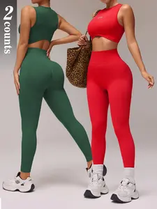 HIJESSE  Women High-Stretch Sports Bra & Leggings Set, Seamless Knit, High-Waisted Slimming Peach Butt, Skin-Friendly Fabric, Tight Shaping, Casual Versatile, Underlayer, Suitable For Spring & Summer, Sports & Yoga Outfit