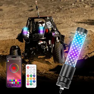 LFM 2FT RGB LED Whip Lights for ATV UTV Truck – App & Remote Control, Brake & Turn Signal, 12V Flexible Light Kit