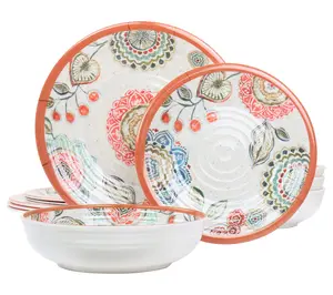 Elama Ester 12-Piece Melamine Dinnerware Set Elama Ester 12-Piece Melamine Dinnerware Set