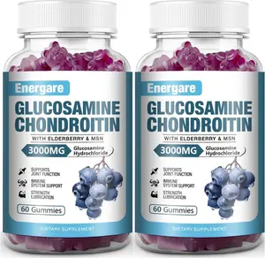 Energare 2 Pack 3000Mg Glucosamine Chondroitin Gummies with MSM & Elderberry for Joint Support Flexibility Antioxidant Immune Supplement for Adults 120 Counts Healthcare Fitness