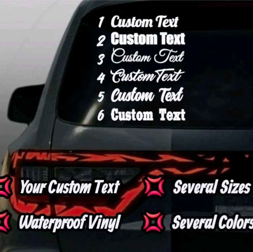 Custom Text Vinyl Window Decal - Quality Cut Vinyl for Vehicle Windows, Boats, RVs, Office Desks & Laptops - Easy to Install with Included Instructions