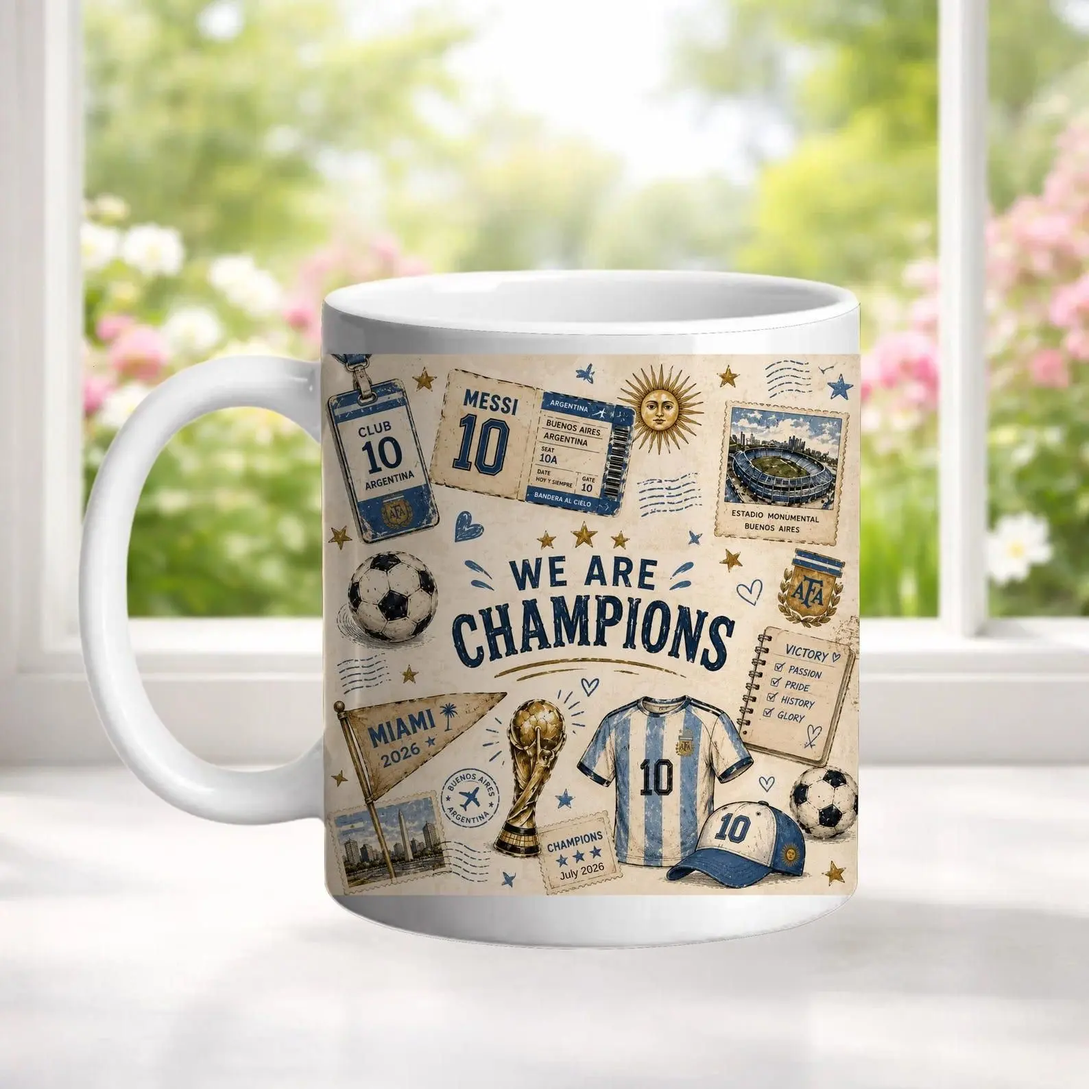 Argentina Football 2026 Mug | We Are Champions Coffee Mug | Soccer Fan Gift | Argentina Football Cup | Vintage Sports Mug