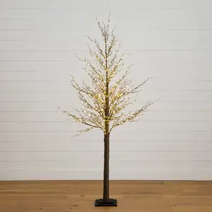 6’ Pre-Lit Artificial Twig Tree with 480 Warm White LED Lights